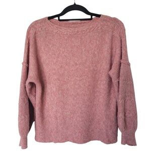 ✅ Max Edition boat neck pink oversized  sleeves pullover sweater size M